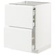 White METOD kitchen cabinet with two drawers and one door. Modern, minimalist design with smooth, integrated handles.
