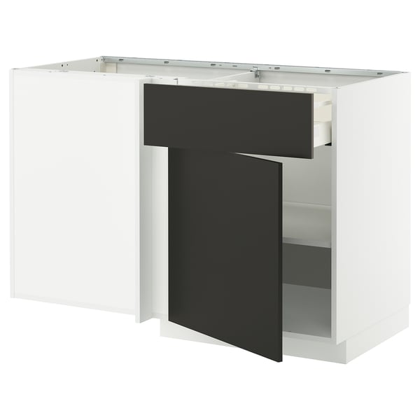 METOD kitchen unit, white with black door, modern design.