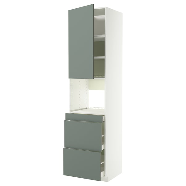 METOD kitchen unit with grey-green drawers and cabinet, modern design with multiple storage options.