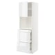 White glossy kitchen cabinet with multiple drawers and shelves.