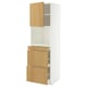 METOD / MAXIMERA Hi cab f micro combi w door/3 drwrs, white/Sinarp oak veneer, 60x60x200 cm