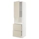 A tall, beige METOD kitchen cabinet with drawers, featuring a sleek, modern design and sturdy construction.