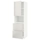 White METOD kitchen cabinet: tall, rectangular, open top, 2 drawers, glossy.