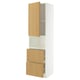 METOD / MAXIMERA Hi cab f micro w door/2 drawers, white/Sinarp oak veneer, 60x60x220 cm