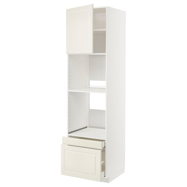 METOD white kitchen unit, off-white doors, bevelled edges, adjustable shelves, soft-closing drawers.