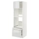 White METOD kitchen unit, high cabinet with drawer, glossy finish, modern design.
