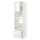 White high gloss METOD kitchen unit with shelves and drawers.