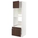 METOD kitchen cabinet, white with dark oak veneer drawer and door, tall, adjustable shelves, smooth-close drawers.