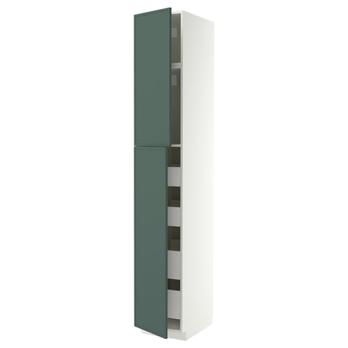 METOD / MAXIMERA Hi cab w 2 doors/4 drawers, white/Aspudden dark grey-green, 40x60x240 cm