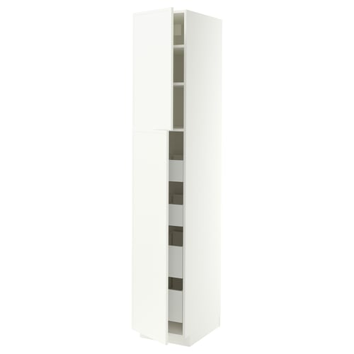 METOD / MAXIMERA Hi cab w 2 doors/4 drawers, white/Aspudden matt white, 40x60x220 cm