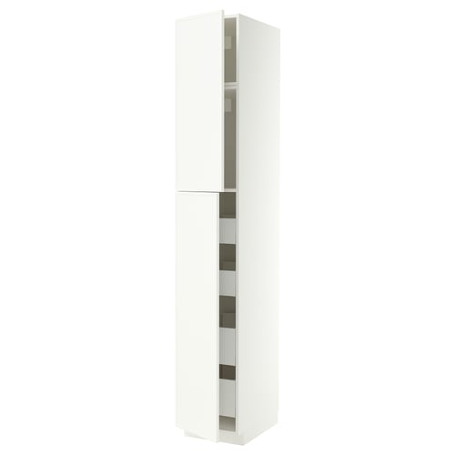 METOD / MAXIMERA Hi cab w 2 doors/4 drawers, white/Aspudden matt white, 40x60x240 cm