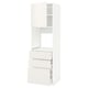 White METOD kitchen unit: tall cabinet with doors, drawers, and ventilated shelf for ventilation.