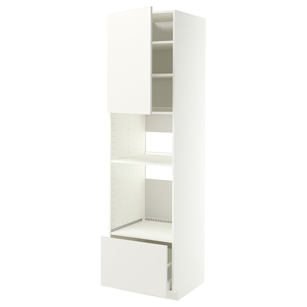METOD / MAXIMERA High cabinet f built-in appliances, white/Veddinge white, 60x60x220 cm