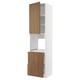 METOD white kitchen unit with walnut tistorp doors and drawers, tall and modern.
