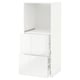A white high gloss METOD kitchen cabinet with a single pull-out drawer and an open shelf. Modern, sleek design, primarily used for storage.