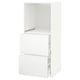 A white METOD kitchen cabinet set with minimalist design, featuring smooth drawer fronts and an adjustable shelf.