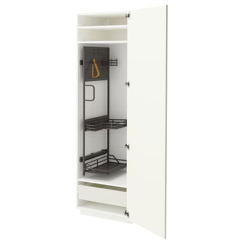 METOD kitchen unit in white with pull-out shelves and a drawer, modern and functional design.