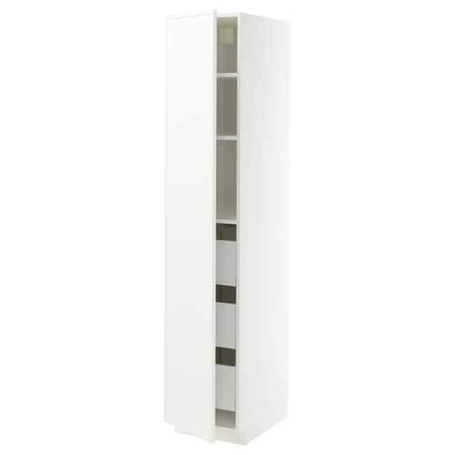 METOD / MAXIMERA High cabinet with drawers, white/Aspudden matt white, 40x60x200 cm