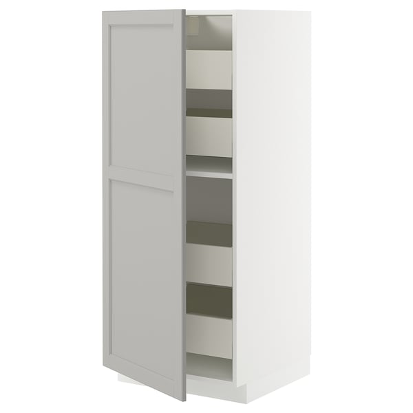 White METOD kitchen unit, classic design, adjustable shelves, smooth-closing drawer.