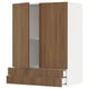 Modern kitchen cabinet, METOD style. Walnut-colored, smooth finish. Two doors open to reveal storage space. Adjustable shelves inside.