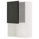 Black bevelled edge door, white cabinet, adjustable shelf.