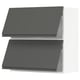 Modern grey kitchen cabinets, wall-mounted, clean lines, sleek design.