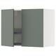 Modern kitchen cabinet, METOD line, grey-green, two doors, adjustable shelf, metallic dish drainer.