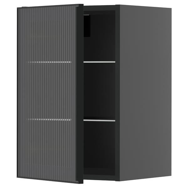 METOD cabinet, sleek glass door with vertical reeding.