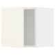 A white METOD kitchen cabinet set with a sleek design, featuring snap-on hinges and a sturdy frame construction.