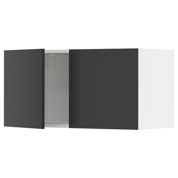 A modern, black METOD wall cabinet with a sleek, rectangular design and matte finish.