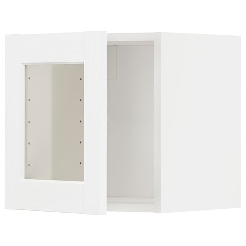 METOD kitchen unit: white cabinet with glass door, modern design.