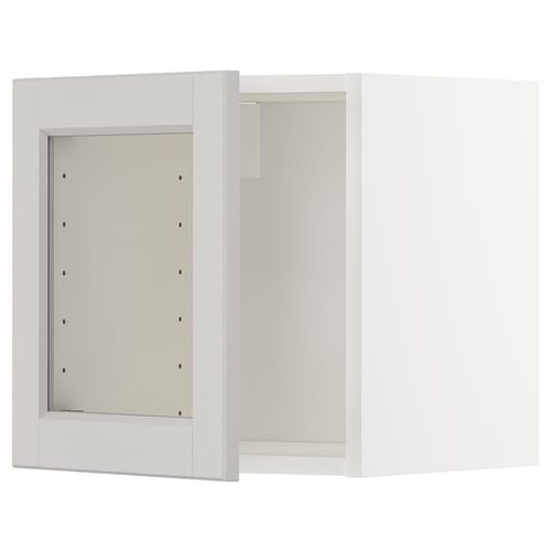 METOD wall cabinet, white, rectangular, modern minimalist design with one open door.