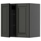 Black kitchen cabinet with single door open, modern design, dark gray finish, rectangular shape.