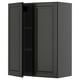 Dark gray kitchen cabinet with two doors, rectangular shape, modern design.