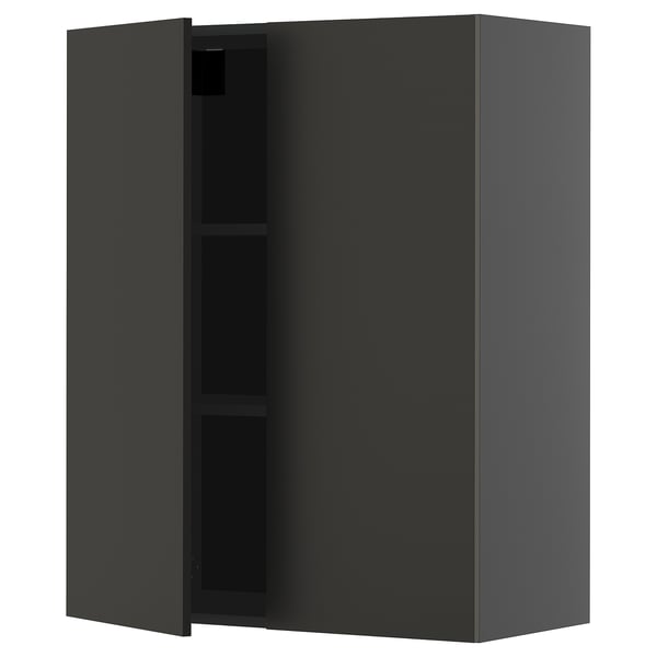 Black METOD kitchen cabinet with adjustable shelf