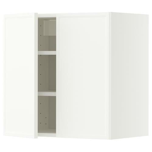 METOD Wall cabinet with shelves/2 doors, white/Aspudden matt white, 60x60 cm