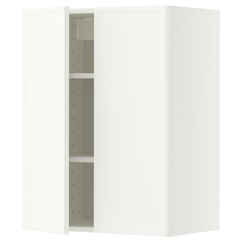 METOD Wall cabinet with shelves/2 doors, white/Aspudden matt white, 60x80 cm