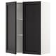 Black wall-mounted cabinet with one open door, adjusting shelf inside, part of ikeas METOD kitchen system.