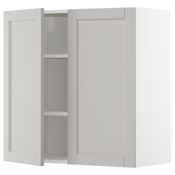White METOD kitchen cabinet, single open door, adjustable shelf.