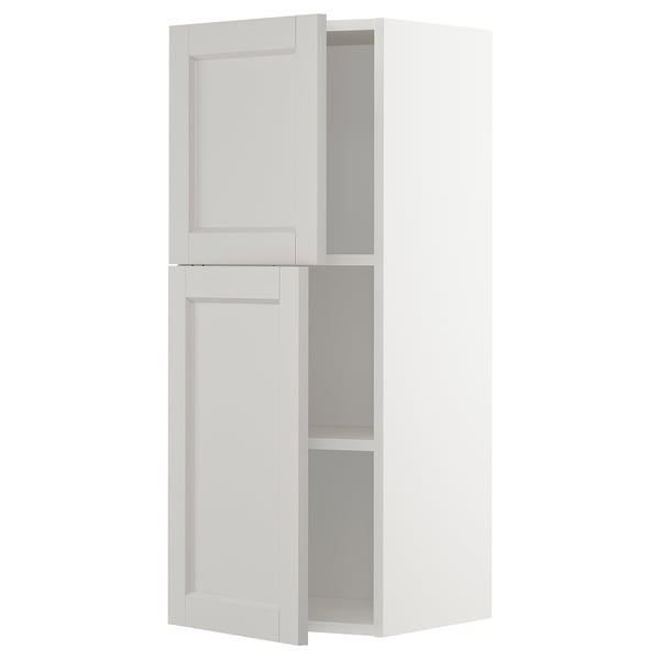 White METOD wall cabinet, traditional style, adjustable shelf, durable birch frame.