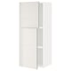 White high-gloss ikea METOD kitchen cabinet with adjustable shelf and reversible door.