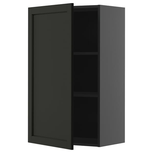Black METOD cabinet with adjustable shelf.