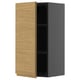Modern gray and oak cabinet, minimalist design with integrated handles.