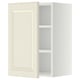 Ikea METOD kitchen cabinet, white, rectangular, two shelves, adjustable, with off-white beveled door.