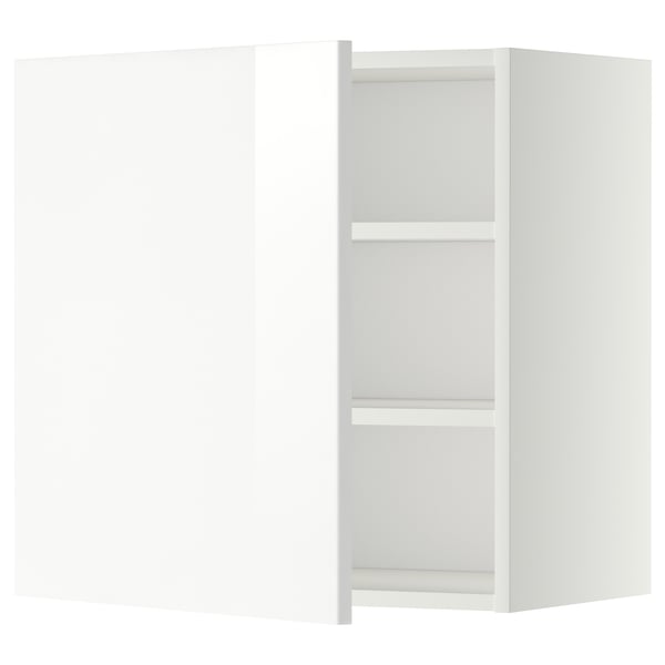 White kitchen cabinet with adjustable shelves.