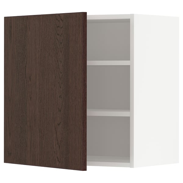 Modern dark brown oak kitchen cabinet with adjustable shelf, right-side door.