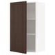 Dark brown wooden cabinet with minimalist design, featuring a single adjustable shelf and open front.