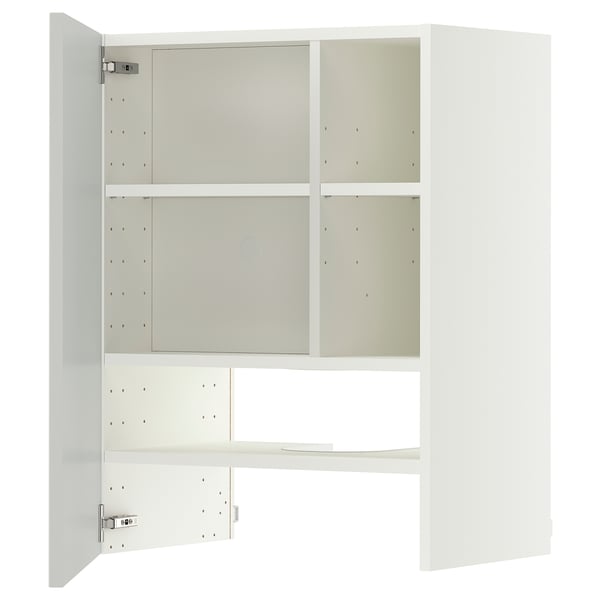METOD Wall cb f extr hood w shlf/door, white/Aspudden light grey, 60x80 cm