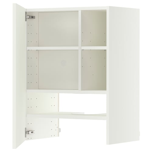 METOD Wall cb f extr hood w shlf/door, white/Aspudden matt white, 60x80 cm
