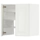 White METOD kitchen cabinet with adjustable shelves and beveled edges.